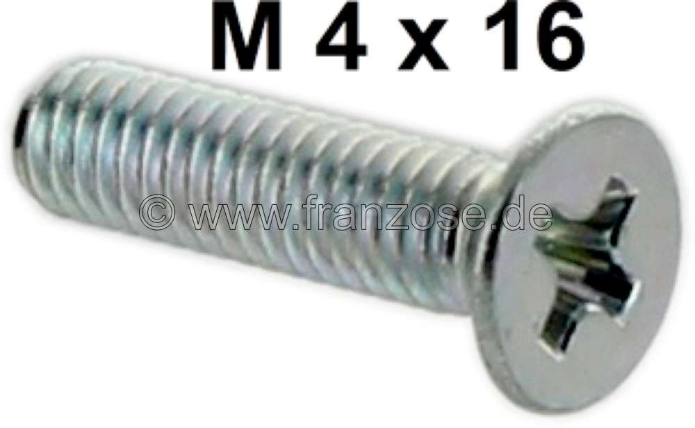 Renault - R4, mirror fixing bolt (for the synthetic mirror). Thread: M4 x 16mm. Upward gradient: 0,7