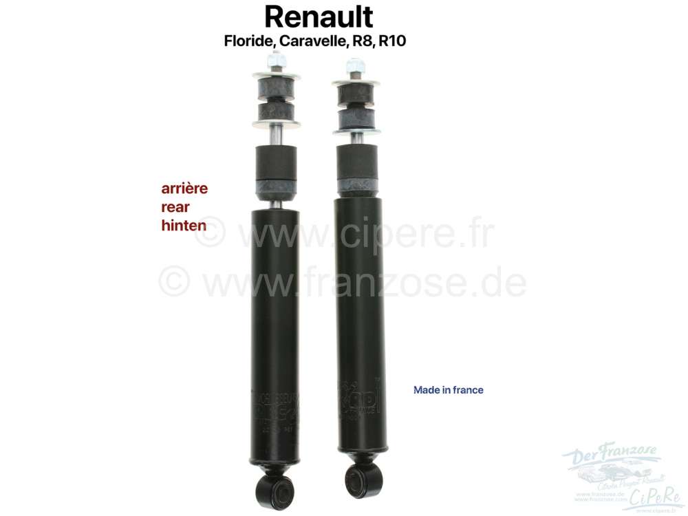 Alle - Floride/Caravelle/R8, shock absorber rear (2 fittings). Suitable for Renault Floride + Car
