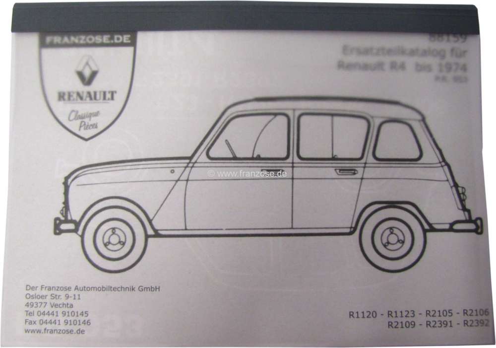 Renault - Spare parts catalog, reprint. Suitable for Renault R4, to year of construction 1974. R1120