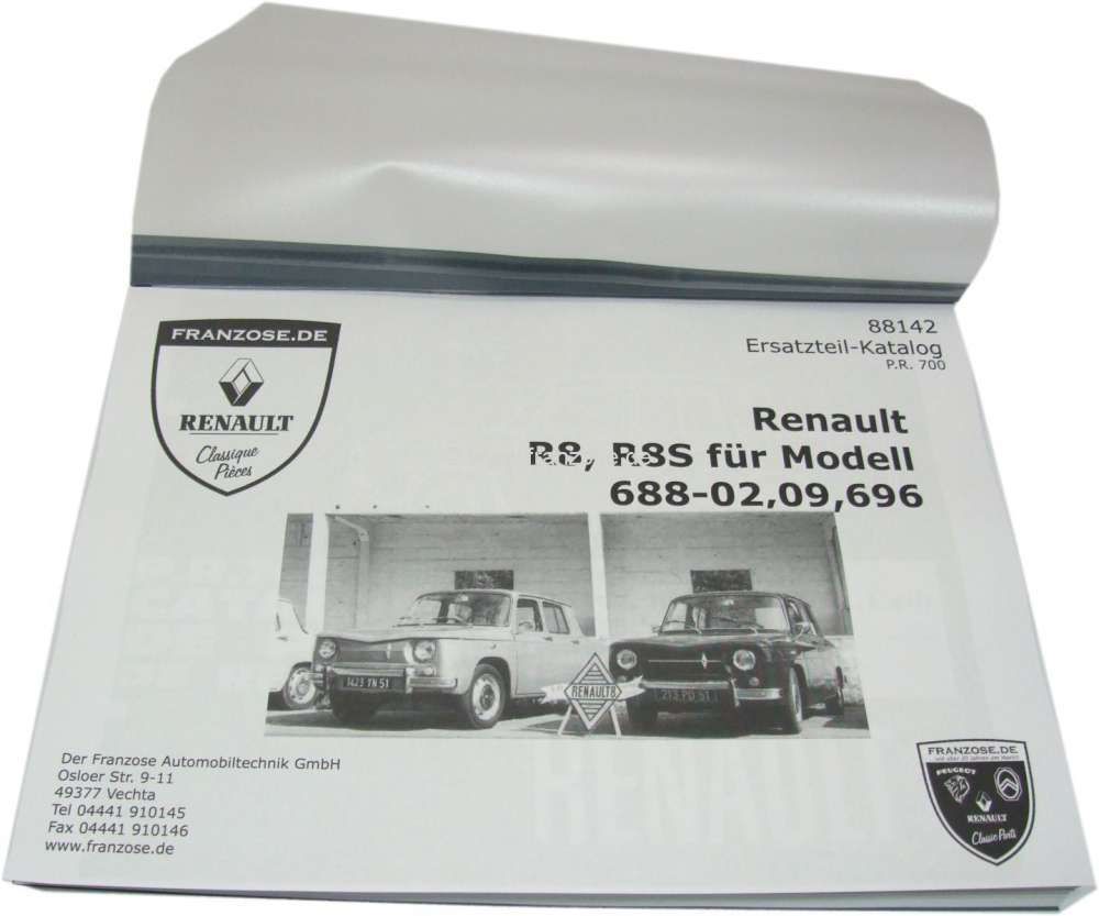 Renault - Spare parts catalog reprint. Suitable for Renault R8, R8S, for model 688-02, 09, 696. Edit