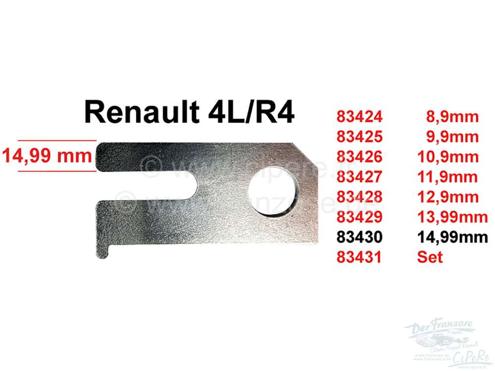 Renault - R4, Steering gear adjusting washer. Dimension 14.99mm. This adjustment washer is for the c