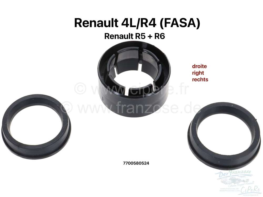 Renault - R4/R5, repair kit for the rack guide (right) in the steering gear. Outer diameter 30mm. Su