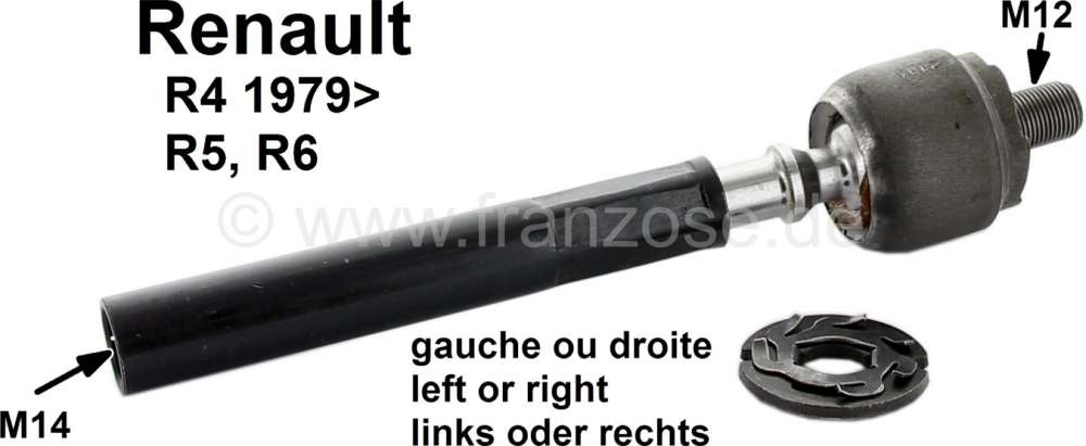 Renault - R4/R5/R6. tie rod without tie rod end. Suitable for Renault R4, starting from year of cons