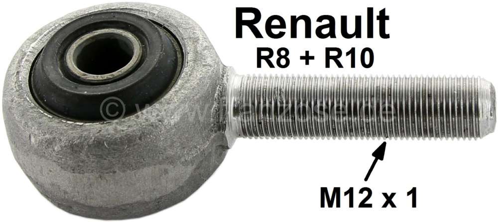 Citroen-2CV - R8/R10, tie rod eye (tie rod securement). Suitable for Renault R8 + R10. Thread: M12x1. Ma