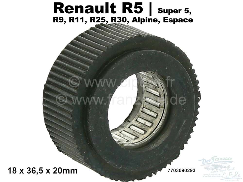 Alle - Bearing for the steering column bottom (needle bearing bush). Suitable for Renault R5, Sup