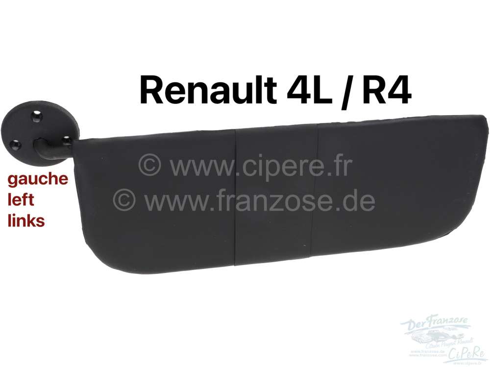Alle - R4, sun visor left. Colour: black. Suitable for Renault R4.