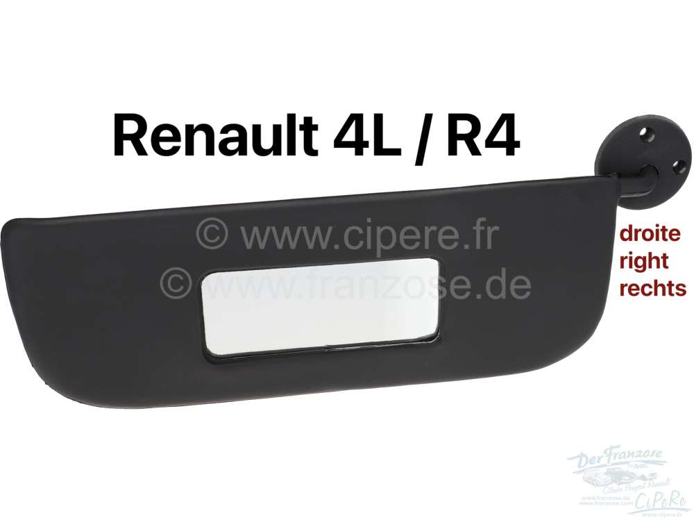 Alle - R4, sun visor right. Colour: black. Suitable for Renault R4.