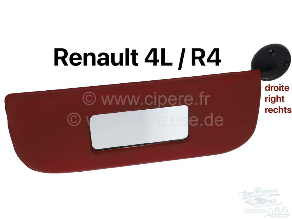 Alle - R4, sun visor right. Colour: red. Suitable for Renault R4.
