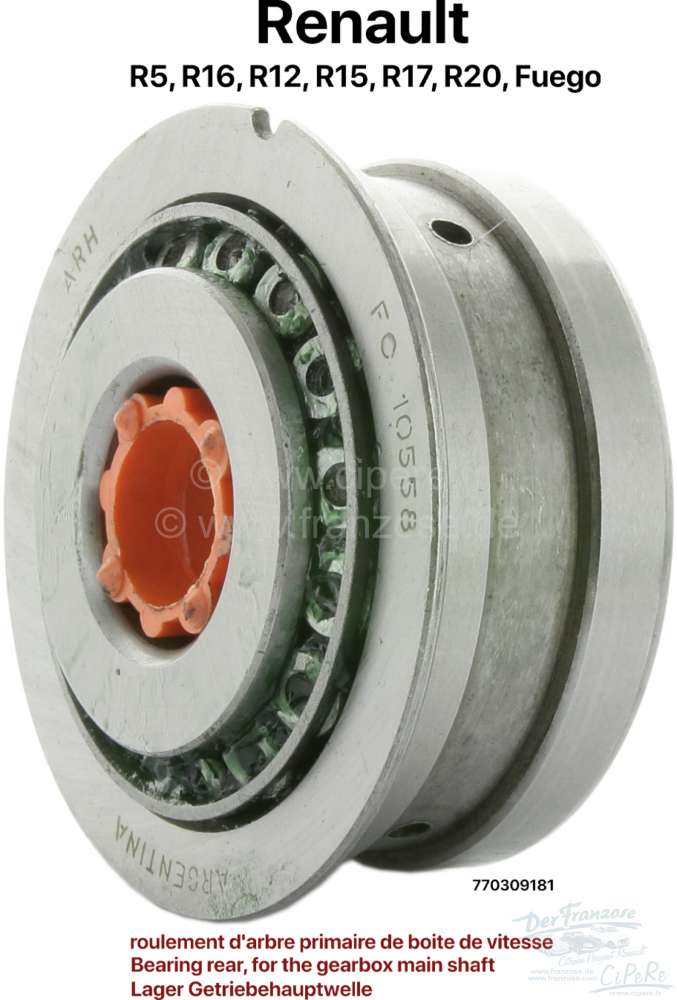 Renault - Bearing rear, for the gearbox main shaft. Suitable for Renault R16, R12, R15, R17, R20, Fu