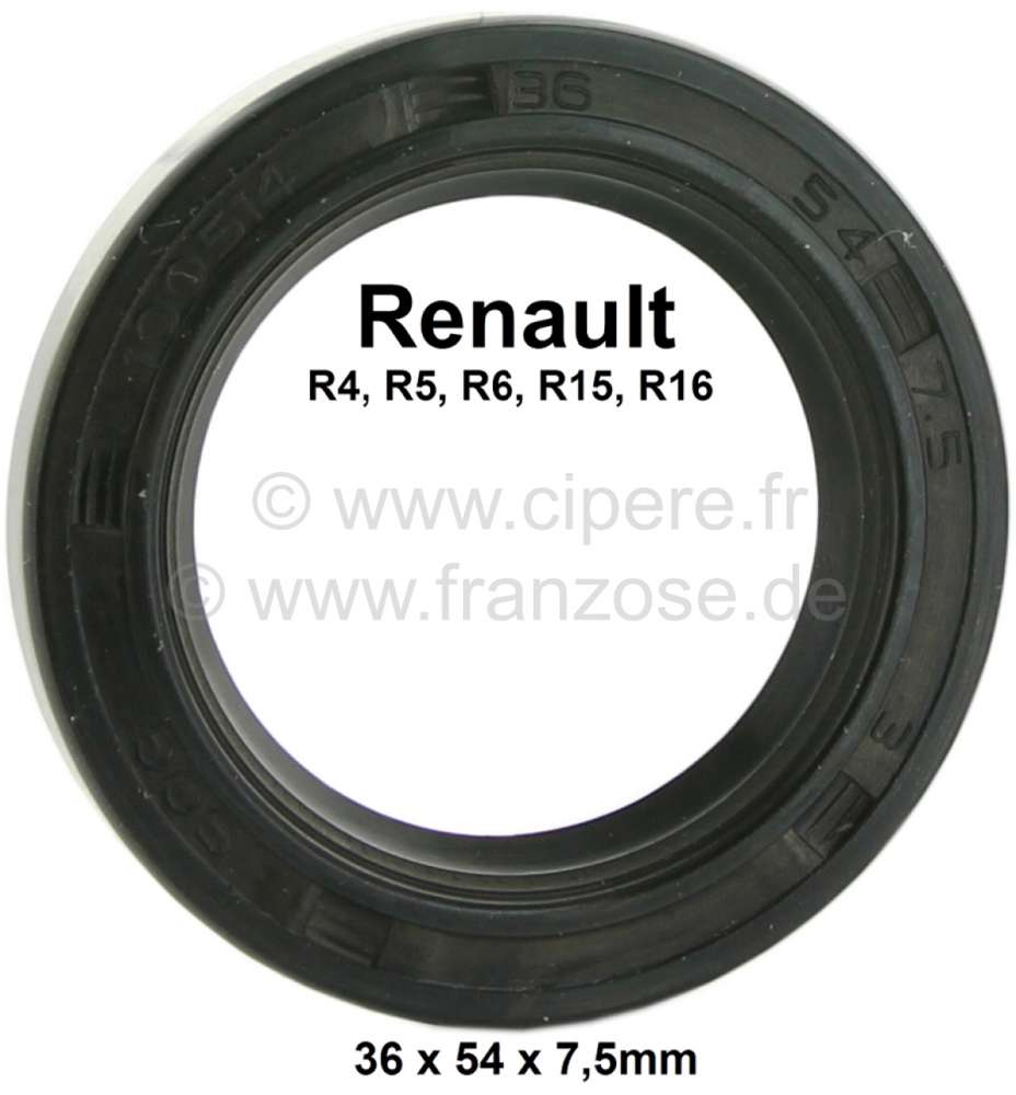 Renault - Shaft seal differential. Dimension: 36 x 54 x 7,5mm. Suitable for Renault 4 (final version