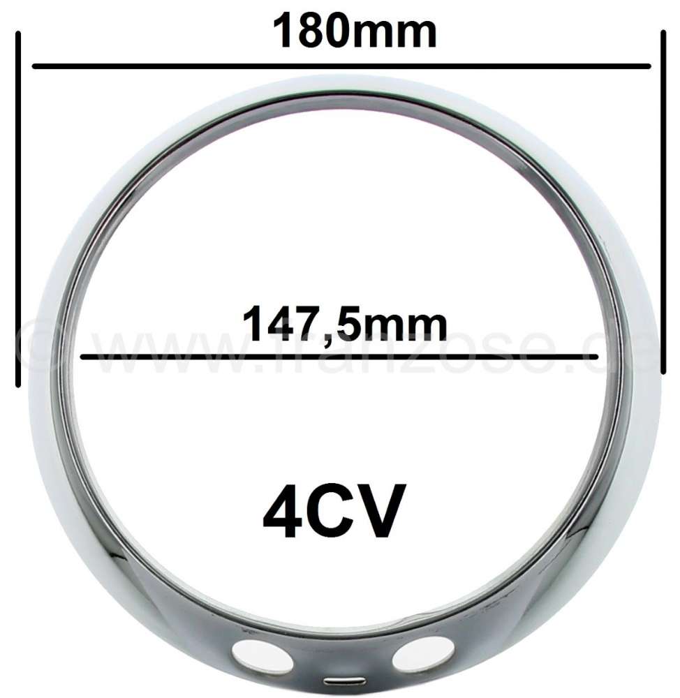 Citroen-2CV - 4CV, headlight chrome ring CIBIE, for Renault 4CV. Per piece.