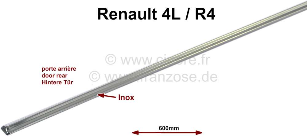 Renault - R4, trim strip stainless steel, polished. Rear door R4, fits left or right! Very rare! Len