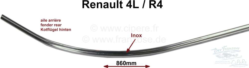 Renault - R4, trim strip stainless steel, polished. Rear wing R4, fits left or right! Very rare!