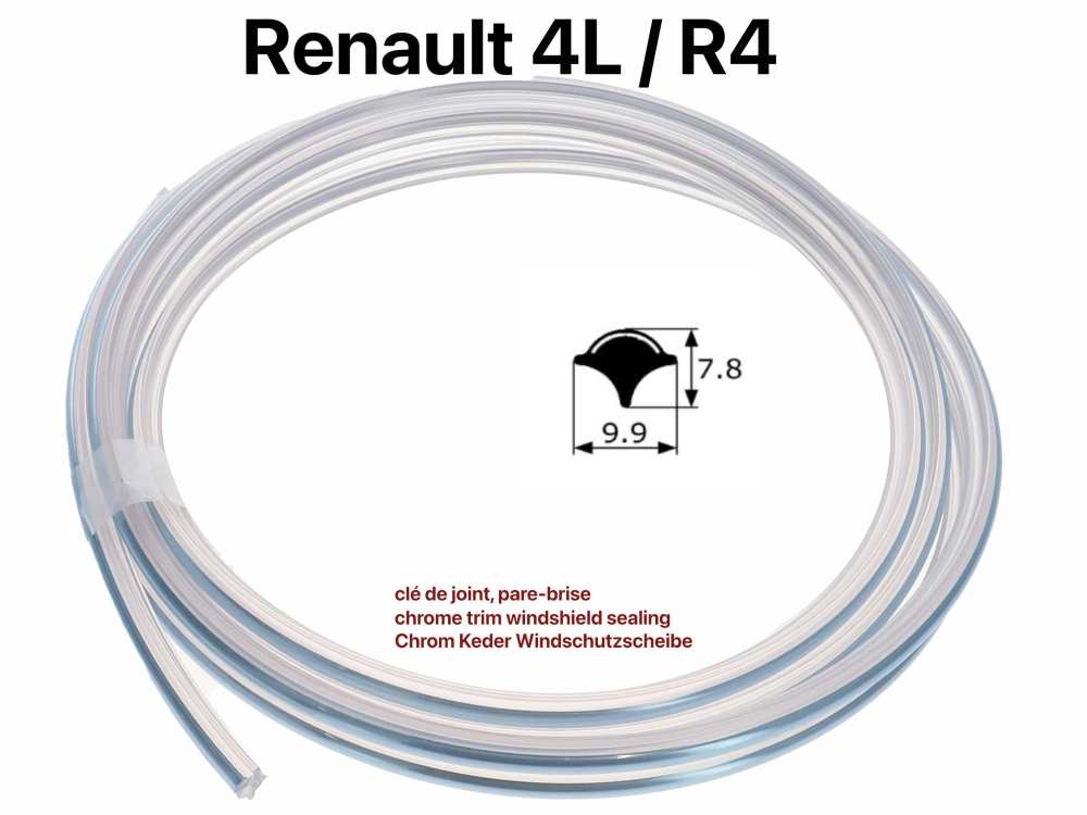 Sonstige-Citroen - R4/R6, Chrome trim for the windshield sealing. Suitable for Renault R4 + R6. Length: 280cm