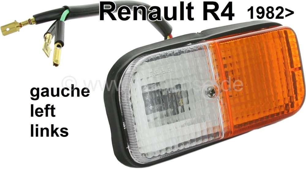Alle - R4, indicator completely, front on the left. Color: white - orange. Suitable for Renault R