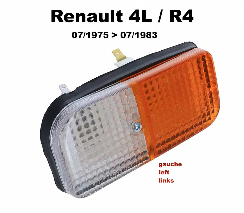 Renault - R4, indicator and parking light complete for the front left. Colour: white-orange. Suitabl