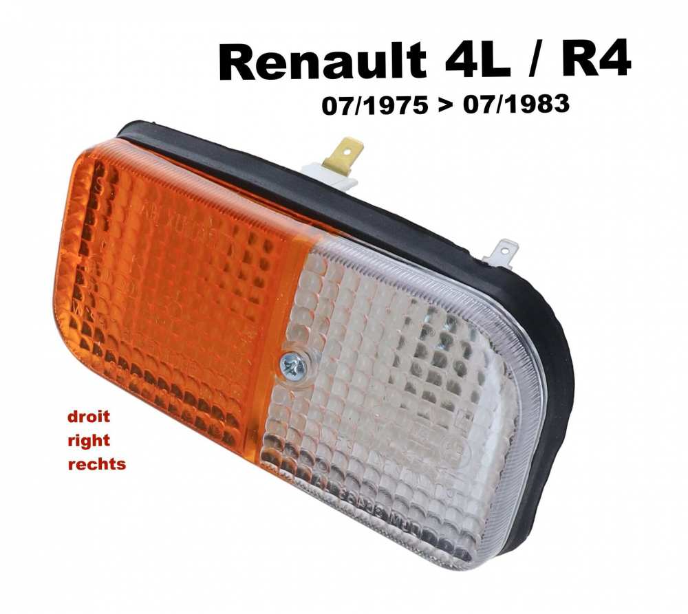 Renault - R4, indicator and parking light complete for the front right. Colour: white-orange. Suitab