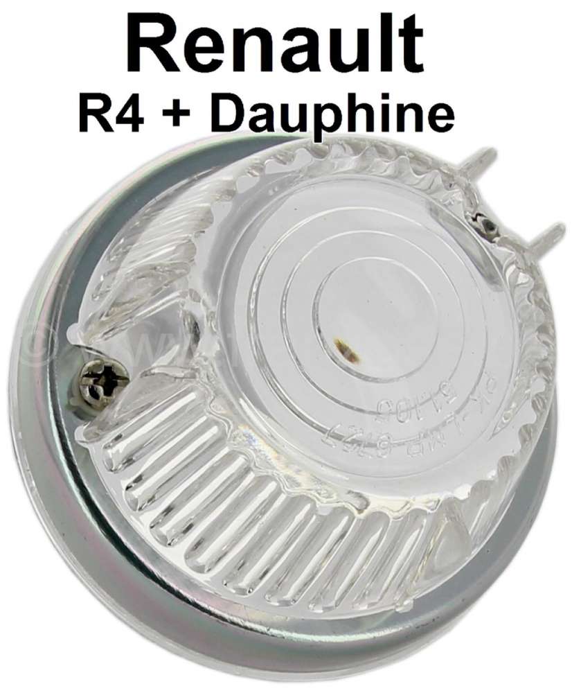 Renault - R4/Dauphine, indicator cap (with trim ring) in front, for round indicator. Suitable for Re