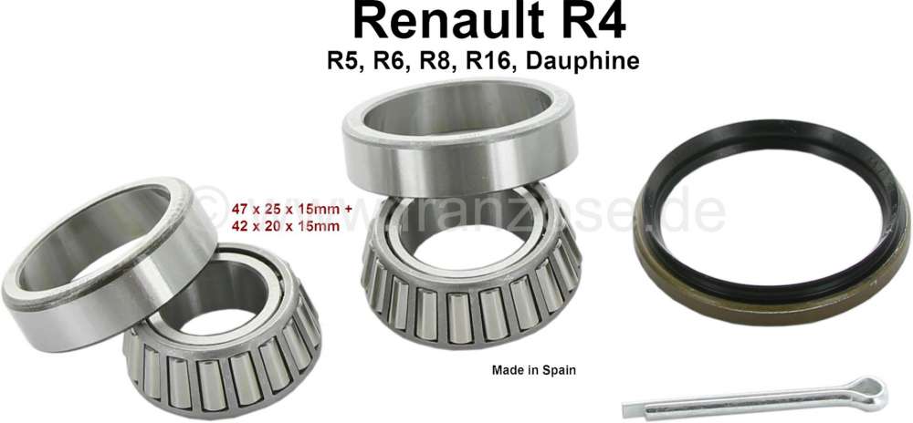 Renault - Rear wheel bearing set (original equipment quality).  Suitable for Renault R4. R5, R6, R8,