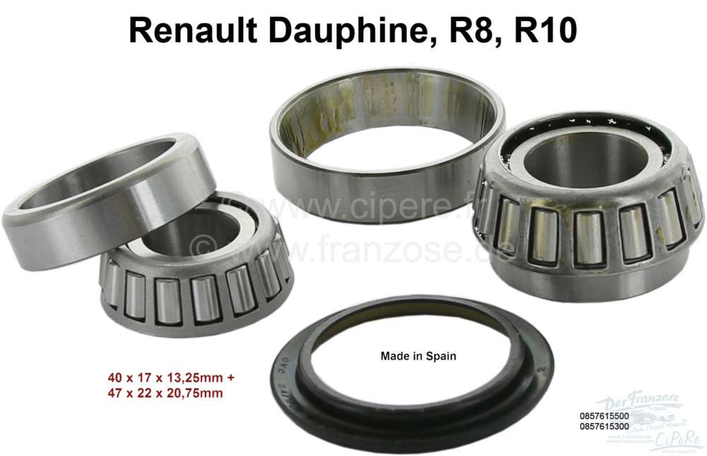 Citroen-2CV - Dauphine/R(/R10, wheel bearing set in front, suitable for Renault Dauphine, R8, R10. The b