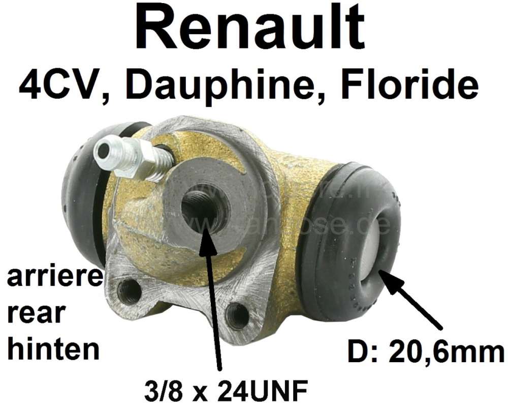 Citroen-2CV - 4CV/Dauphine/Floride, wheel brake cylinder at the rear left. Suitable for Renault 4CV, sta