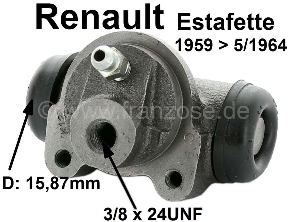 Renault - Estafette, wheel brake cylinder rear (suitable on the left + on the right). Piston diamete