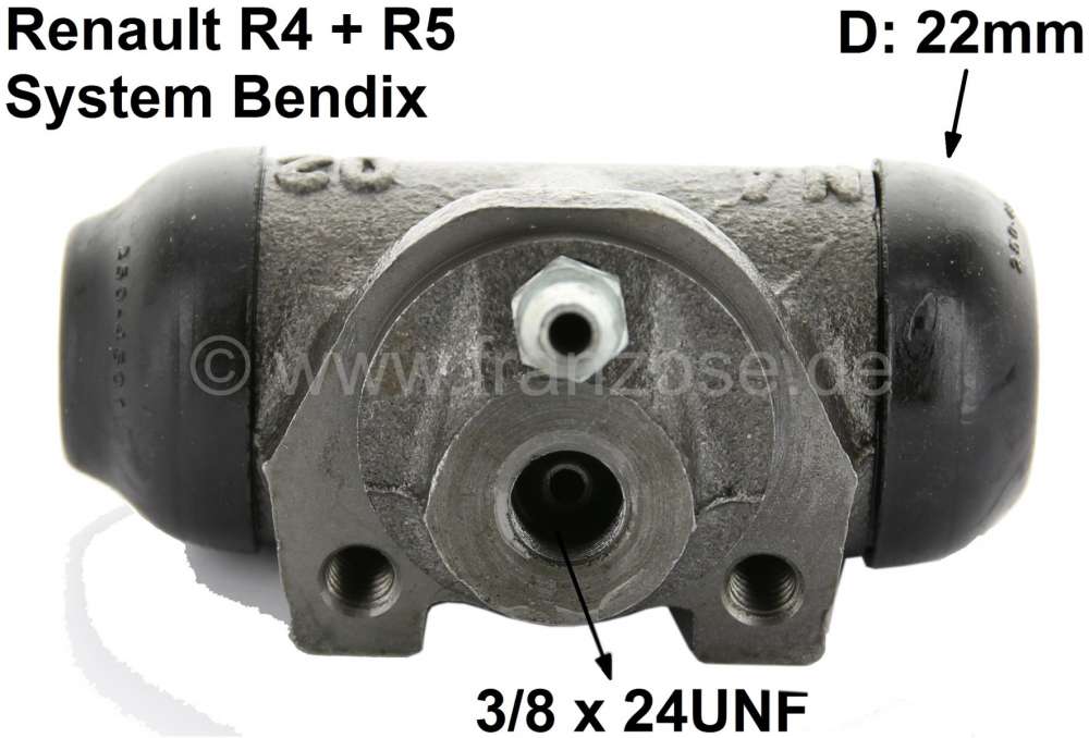 Renault - R4/R5, wheel brake cylinder rear. Suitable on the left + on the right. Brake system: Bendi
