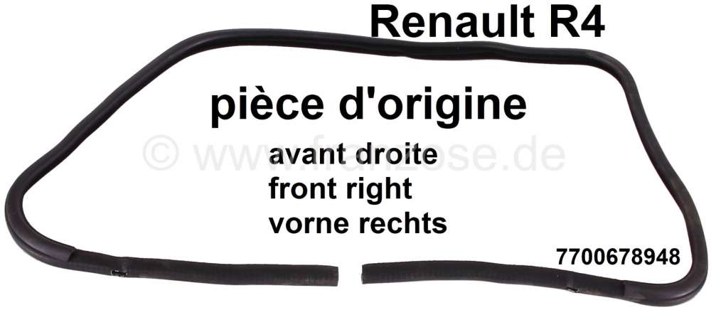 Renault - Window guide (rubber completely) in front on the right. Suitable for R4 TL + GTL (for the 