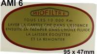 citroen 2cv air filter label miofiltre ami 6 P17536 - Image 1