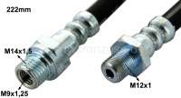 Alle - Brake hose in front, suitable for Citroen Dyane 6, Mehari. Length: 222mm. One side male th
