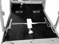 Citroen-2CV - Carpet set in Velour Exellence. Color: black, grey bordered (3-pieces). The carpet set cov