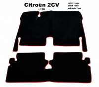 citroen 2cv carpet sets floor mats set velour colour black noir red P18285 - Image 1