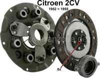 Citroen-2CV - Clutch set for 2CV old, from 1952 to 1955, clutch disk with 8 splines. Reproduction, norma