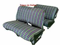 Citroen-2CV - Seat bench cover 2CV front + rear. Fabric in chequered blue-green (Prince de Galles 2CV). 