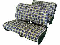 Citroen-2CV - Seat bench cover 2CV front + rear. Fabric in chequered blue-yellow (Prince de Galles 2CV).