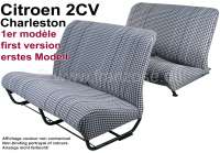 Renault - Seat bench covering 2CV, for 1 seat bench in front + 1 seat bench rear. Material Tissu Pie