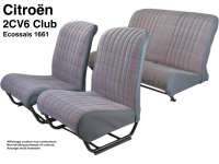 Seat cover 2CV6 Club, front + rear. Symmetrical backrest. Fabric (Ecossais