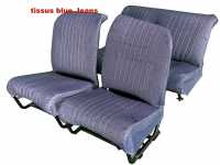 Alle - Seat cover 2CV6 front + rear. Asymmetrical backrest. Jeans fabric (dark blue, real fabric!