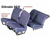 citroen 2cv complete seat covers sets cover 2cv6 front rear asymmetrical backrest jeans fabric dark blue P18307 - Image 1