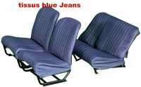 Citroen-2CV - Seat cover 2CV6 front + rear. Symmetrical backrest. Jeans fabric (dark blue, real fabric!)