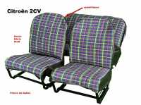 citroen 2cv complete seat covers sets cover front rear symmetrical backrest fabric chequered blue green P18887 - Image 1