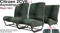 Citroen-2CV - Covering 2CV6 front + rear. Asymetri backrests. Material (Raye Vert) in colors green strea