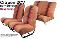 Citroen-2CV - Covering 2CV in front + rear. Symetric backrest. Material: (Raye orange) streaked in color