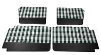 Citroen-2CV - Complete front and rear door panels (4 pieces). Low version. Green and white checked fabri