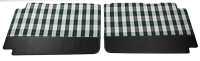 Citroen-2CV - Complete front and rear door panels (4 pieces). Low version. Green and white checked fabri