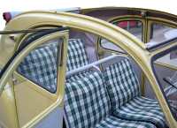 Citroen-2CV - 2CV old, coverings in front + rear, hammock, Scot sample (Prince de Galles 2CV vert). Bett