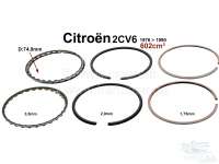 Citroen-2CV - Piston rings, for 2 pistons, original, 602cc engine as from 1976.  Measure: 1,75 + 2,0 + 3
