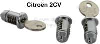 Citroen-DS-11CV-HY - 2CV, door lock, lockcylinder set completely. Reproduction. Consisting of: 2x lockcylinder 