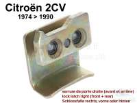 Citroen-2CV - 2CV, door lock, lock latch right (front + rear). Suitable for Citroen 2CV, from 1974 to 19