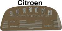 Citroen-2CV - Speedometer sceen (140km/H), with printing (for the oval Veglia speedometer, 12 Volt). Sui